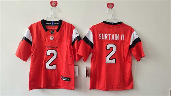 Womens Denver Broncos #2 Pat Surtain II Orange 2024 F.U.S.E. Vapor Stitched Jersey